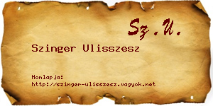 Szinger Ulisszesz névjegykártya